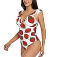 thumbnail image 3 of Yiaed Hand Drawn Strawberry Print Women's Ruffled One Piece Swimsuit V Neck Swimwear Slimming Monokini for Woman-Large, 3 of 8