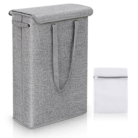 YQSDG Slim Foldable Laundry Hamper with Storage Bag, Gray