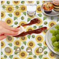thumbnail image 4 of Sunflower and Bud White Pattern Round Tablecloth 60"x60", Wrinkle Resistant Wipeable Table Cover for Kitchen Dining Room Picnic Patio and Party, 4 of 4