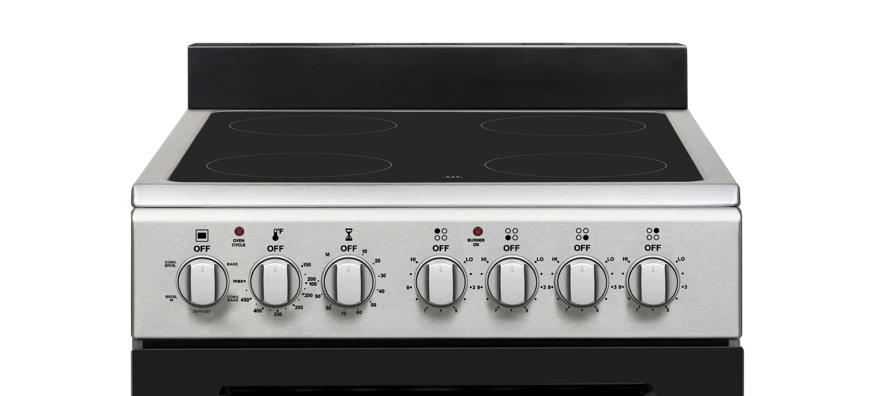 Premium Levella PREV2006VS 20" Vitroceramic Cooktop Electric Range with 4 Burners and 2.0 Cu. Ft. Single Convection Oven - Silver