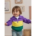 thumbnail image 3 of BemeyourBBs Toddler Baby Boy Girl Carnival Sweatshirt Mardi Gras Outfit Long Sleeve Half Zipper Color Block Pullover Tops, 3 of 9