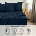 thumbnail image 3 of Lux Decor Queen Sheet Set 6 Piece - Deep Pocket Queen Sheets, Soft Microfiber Bed Sheets Queen, Navy Blue, 3 of 10