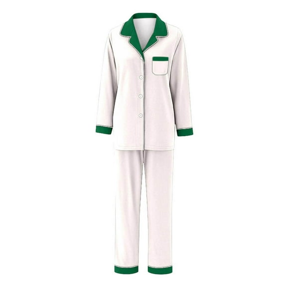 KANG Matching Family Pajamas Long Sleeve Daughter Father Son Holiday Sleepwear Cozy Home Loungewear Festive Outfit For Photoshoot Light Green XL