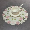 thumbnail image 2 of Elegant Round Lace Coasters Set of 4 Pink Flower Pattern Dish Mats 30cm Diameter Polyester Dining Accessories, 2 of 11