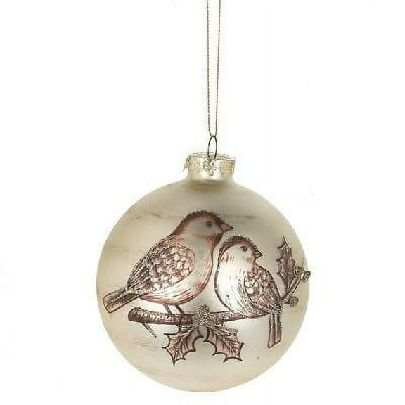CHICKADEES Glass Ball Christmas Tree Ornament, 4.25" Tall, by Midwest CBK