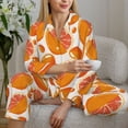 thumbnail image 6 of Pajama Sets for Women 2 Pcs, Cute Juicy Red Orange Button Down Long Sleeve Sleepwear Lounge PJ Sets, 6 of 6