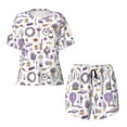thumbnail image 5 of Wukai Lavender Flowers Women's Pajama Set,Short-Sleeve Top and Shorts with Elastic Waistband and Pockets for Loungewear, Yoga, and Casual Wear-, 5 of 8