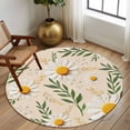thumbnail image 2 of Round Rugs 6 Ft, Spring Daisy Non Slip Area Rugs for Kitchen Bedroom Entryway, Country Watercolor Flower Leaf Plant Washable Carpet Runner Rug Floor Mats for Bedroom Home Decor, 2 of 8