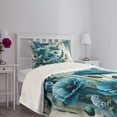 thumbnail image 2 of Ambesonne Blue Quilted Bedspread Set 2 Pcs, Poppy Flowers on Rustic Back, Twin Size, Dark Turquoise and Off White, 2 of 4