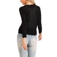 thumbnail image 3 of INSPIRE CHIC Tie Front Shrug Sweater for Women Crop Cardigan Knit 3/4 Sleeve Open Front Casual Elegant Cardigans L Black, 3 of 6
