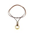 thumbnail image 4 of Chaîne en Corde Réglable en Cuir pour Hommes Pendentif Vintage en Corde Collier Deux Cercles Marron, 4 of 9
