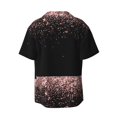 thumbnail image 4 of Balery Rose Gold Glitter1 Men's Casual Button Down Shirt Short Sleeve Textured Summer Cuban Beach Shirts-Large, 4 of 7