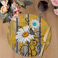 thumbnail image 3 of Spring Floral Daisy Round 13 Inch Placemats Set of 4, Vintage Butterfly Botanical Wooden Retro Art HeatResistant Non Slip Place Mats for Dining Table, Wipeable Kitchen Table Mats for Housewarming, 3 of 9