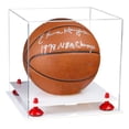 thumbnail image 1 of Better Display Cases Clear Acrylic Full Size Basketball Display Case with Red Risers and White Base (A001-RR), 1 of 4