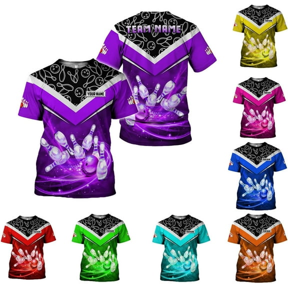 Custom 3D Bowling Shirts Personalized for Men and Women - Unique Team Shirt & Gifts for Bowling Lovers (Purple, S)