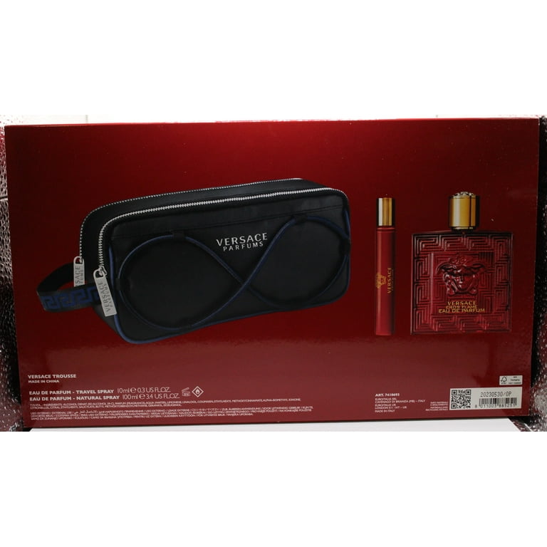 Versace Eros Flame 3 Pcs Eau De Parfum Gift Set For Men With Bag