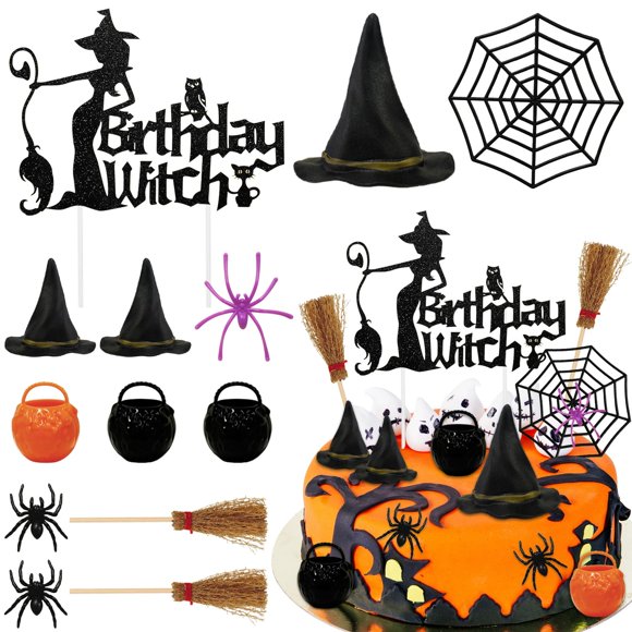 Decoración para tartas Morofme con forma de bruja para Halloween, 13 unidades