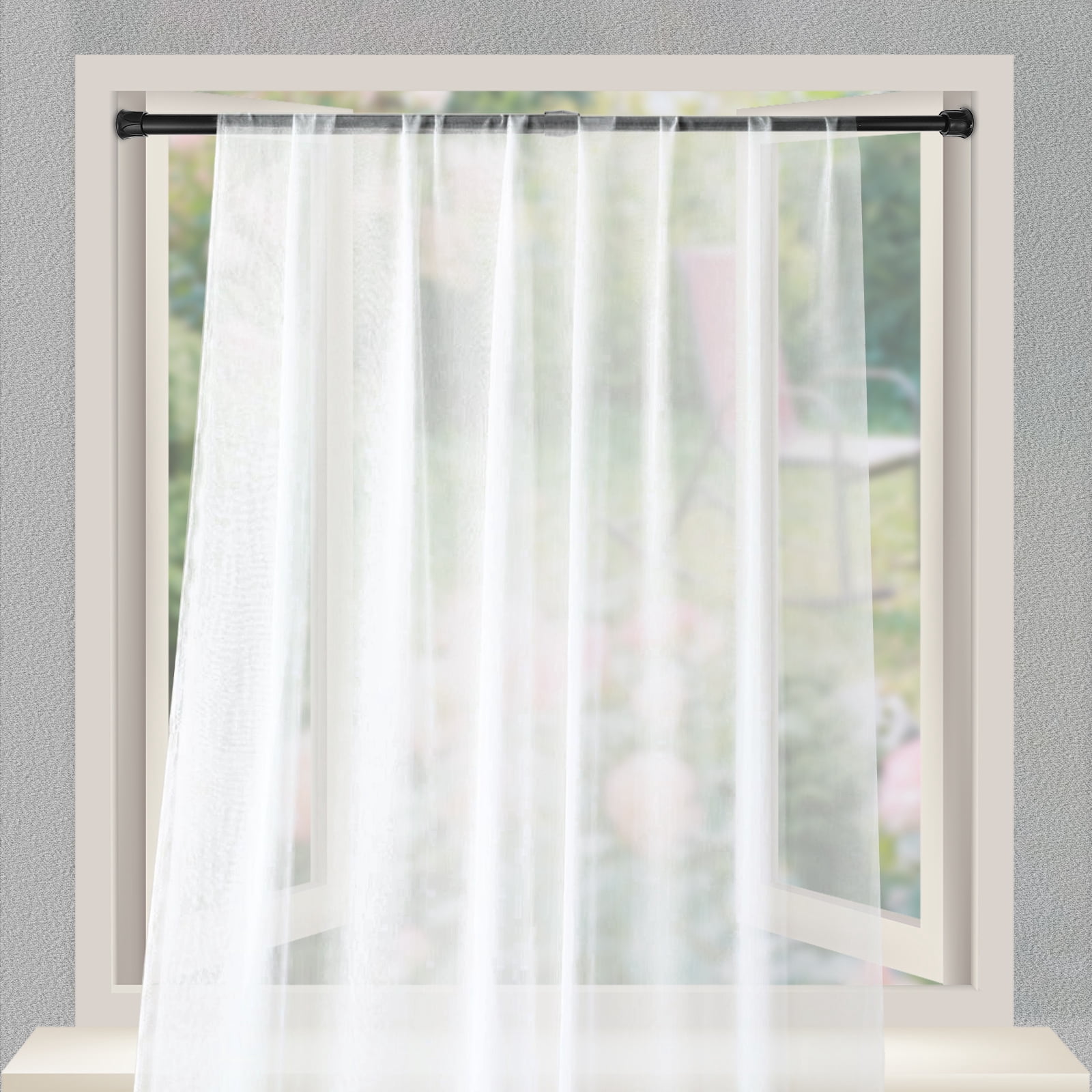 ATRISS 2 Pcs Curtain for Bathroom Shower Clothes Hanger Bar Rod Black Pole Multifunction Iron