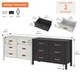 thumbnail image 3 of Set of 2 Dresser for Bedroom, Large Wood Dresser with 6 Drawers, Storage Cabinet for Living Room, Hallway, Black & White, 3 of 8