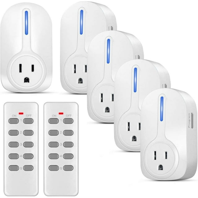 Wireless Outlet Switch with Remote Control - Wirelessly Turn Power On Off Wireless Electrical Outlet Plug for Household