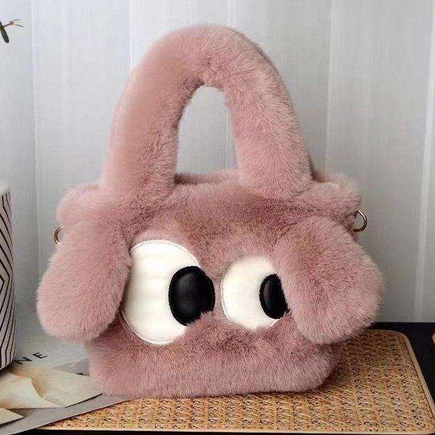 Bolso bandolera con diseño de cachorro de dibujos animados: material de felpa, ligero y duradero, perfecto para uso diario o para regalar.