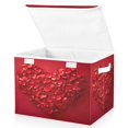 thumbnail image 2 of Iauyy Large Storage Box with Lid - Foldable Home Storage Bins for Clothes Toy Holiday Decor, Bright Red (42*32*30cm), 2 of 6