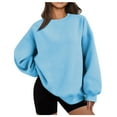 thumbnail image 2 of fheaev Tunique à Manches Longues pour Femmes Chandail en Molleton Brodé à Col Rond Couleur Unie Décontracté à la Mode pour Dames, 2 of 9