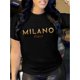 thumbnail image 1 of Camiseta con estampado de letras, manga corta y cuello redondo, informal, para verano y primavera, ropa de mujer, camisetas informales., 1 of 6