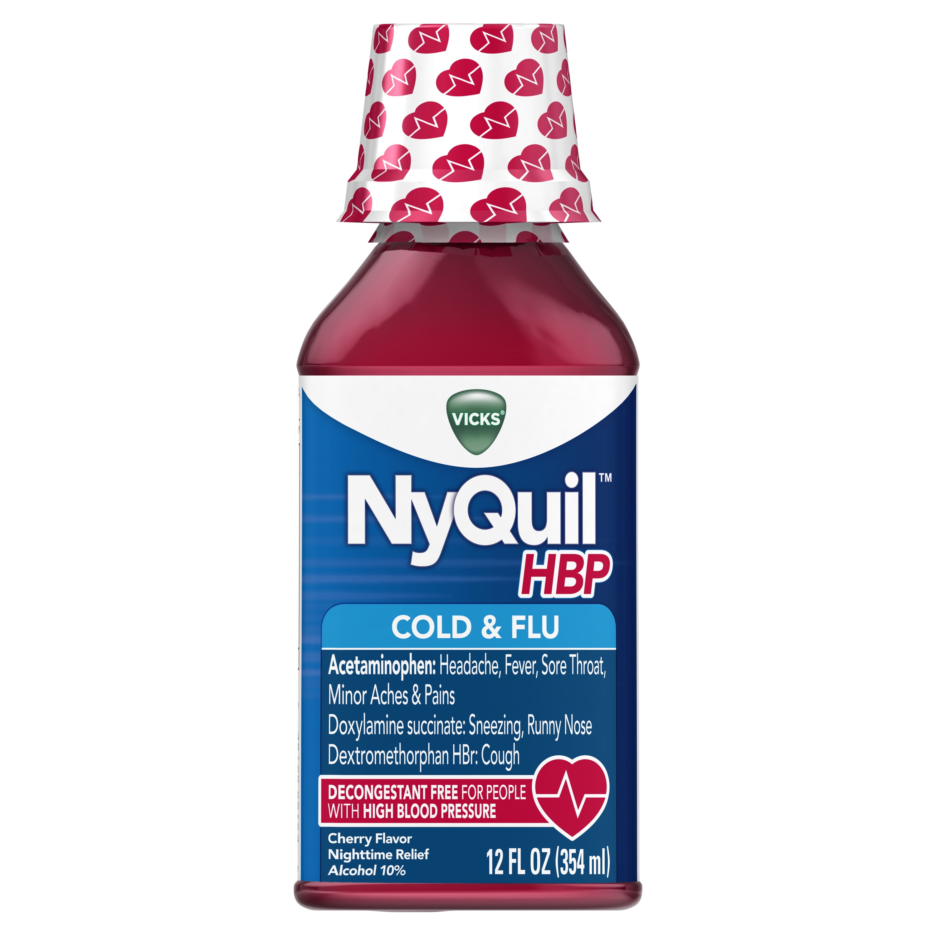 Vicks Nyquil High Blood Pressure Cold And Flu Medicine Liquid 12 Oz