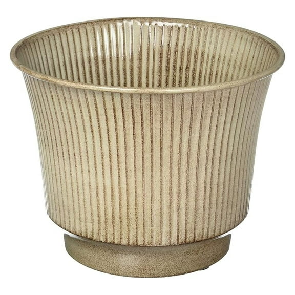 Robert Allen Ironstone Planter 10 Inch Latte - Metal Flower Pot Indoor Outdoor - Glazed Durable Garden Planters