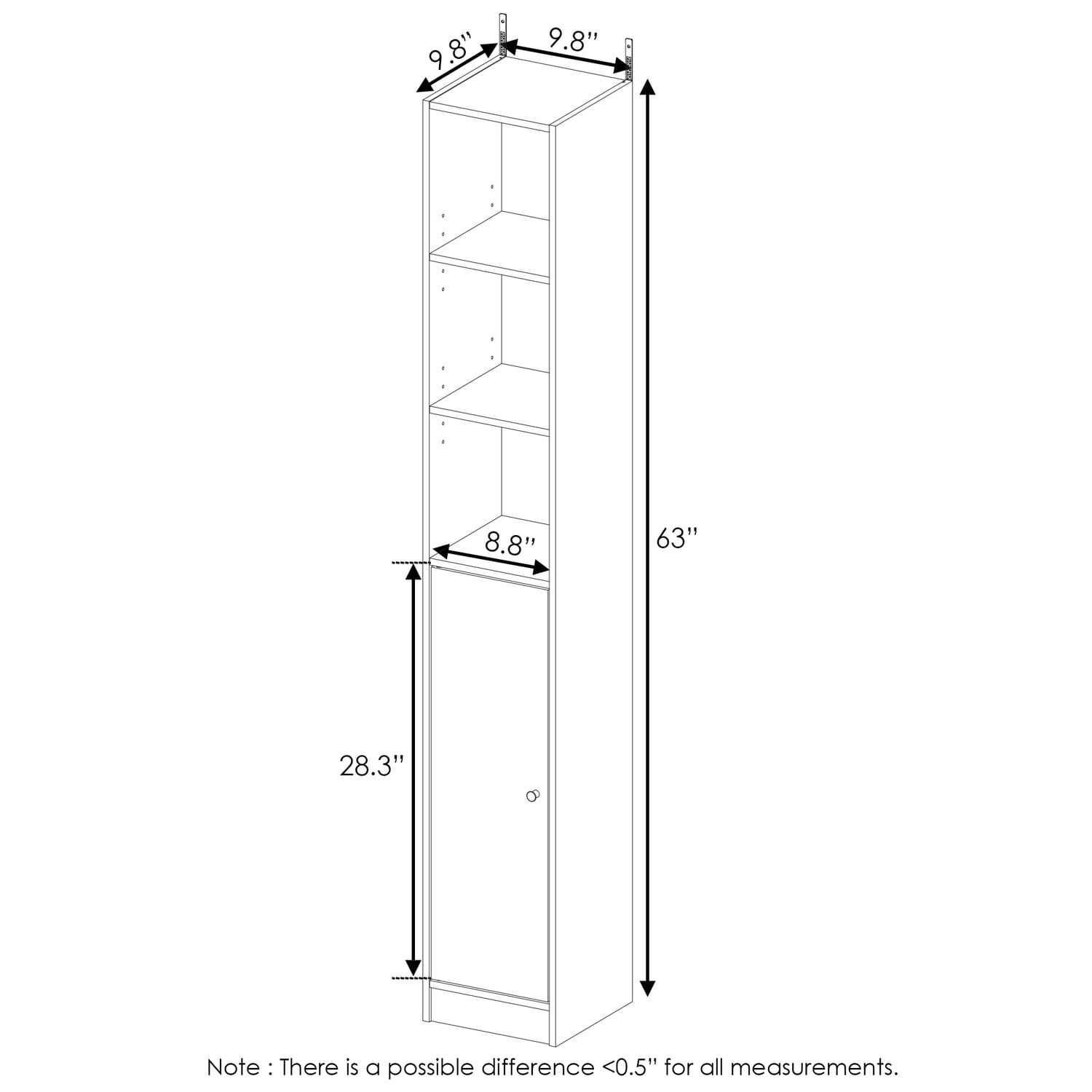 Furinno Indo Slim Door Bath Cabinet White Walmart Com Walmart Com