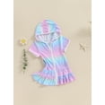 thumbnail image 3 of Bagilaanoe Little Girls Swimsuit Cover Up Toddler Rainbow Print Zipper Hoodie Dress Beach Rash Guards 1T 2T 3T 4T 5T 6T 7T 8T Kids Summer Bathing Suit, 3 of 8
