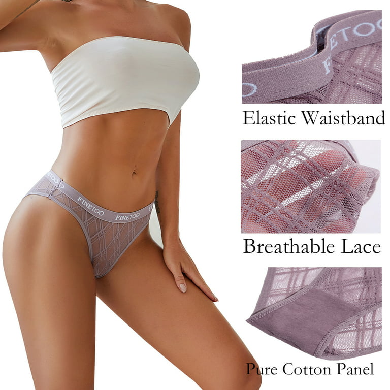 6 Packs Underwear for Women Cotton Thongs for Lace Breathable No