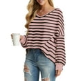 thumbnail image 3 of Cueply Women's Long Sleeve Blouses Waffle Knited Fashion Fall Tops V Neck Loose Pullover T Shirts, 3 of 6