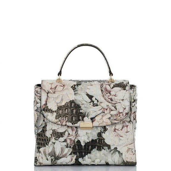 Brahmin Ingrid Eden Floral White/Black Top Handle Crossbody