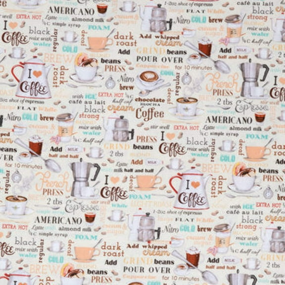 Coffee House Calico Cotton Fabric