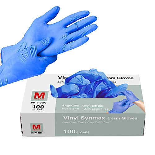 Squish Medical Synmax Vinyl Exam Gloves Latex Free Disposable Gloves Black Large,100PCS/Box 