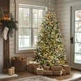 thumbnail image 3 of National Tree Company 6.5 ft Pre-Lit Flocked Dunhill Fir Full Artificial Christmas Tree, 650 Clear Lights, 1,838 Tips, Pinecones, Red Berries, Includes Stand, Green, 3 of 8