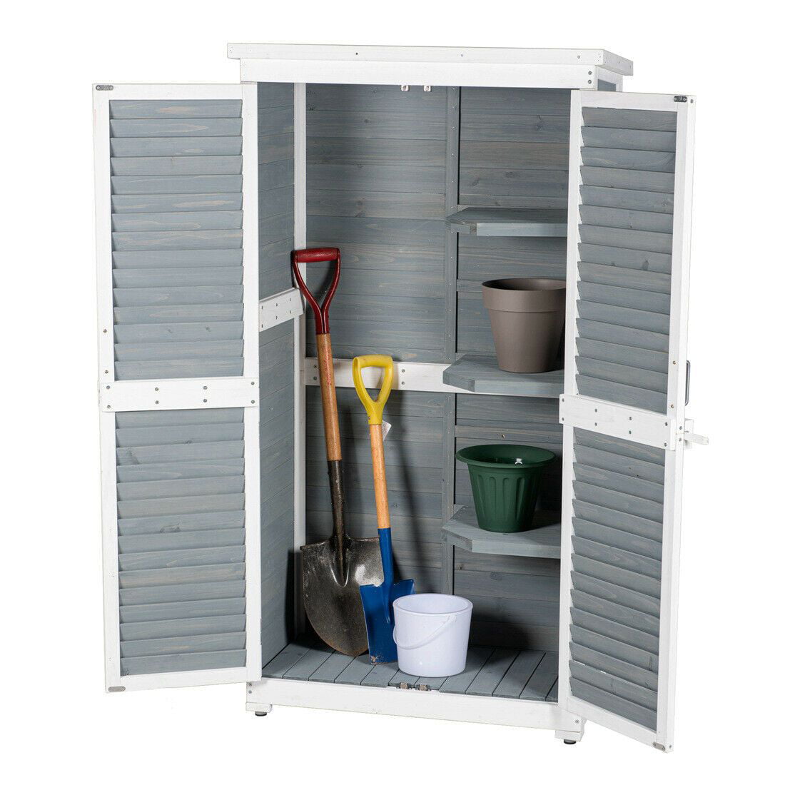 Outdoor Garden Wooden Storage Cabinet, Outdoor Storage Cupboard With Shelves