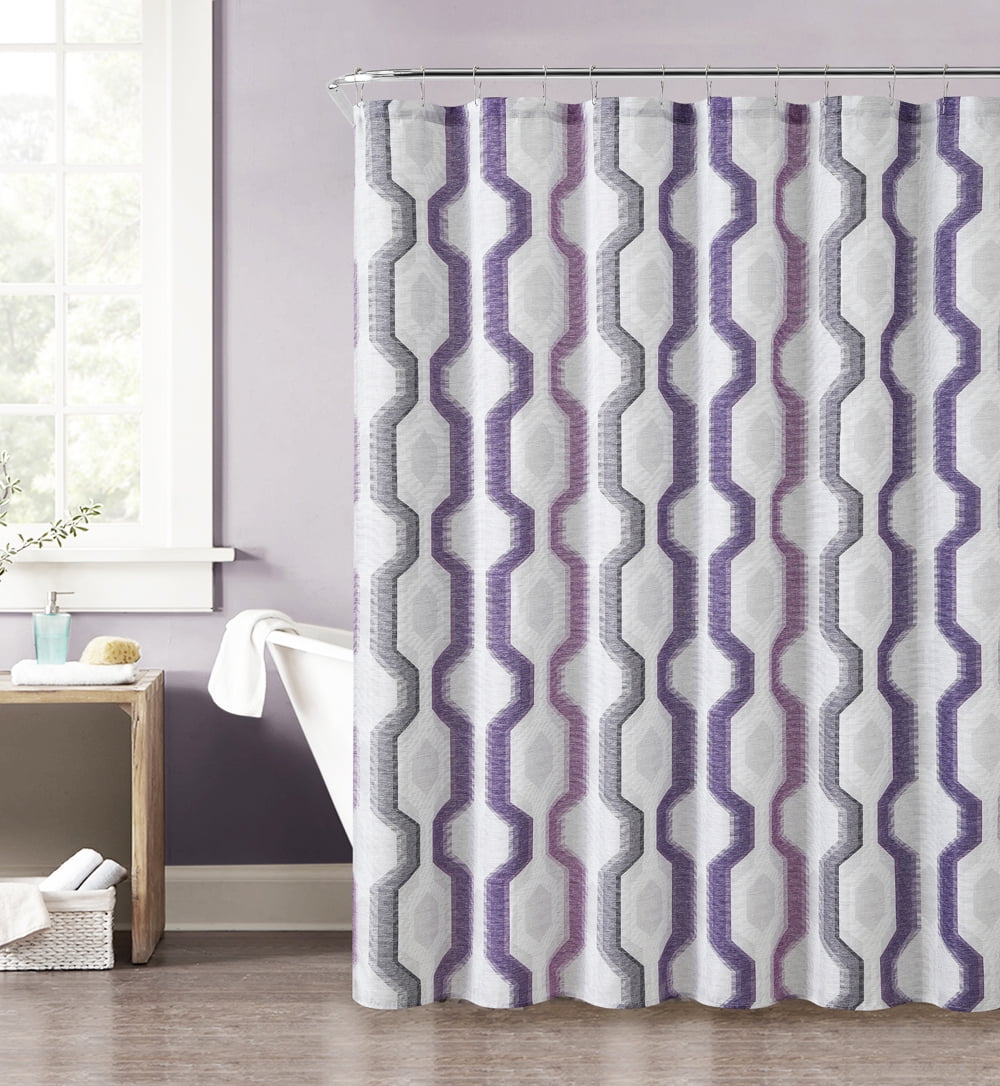 purple and grey shower curtain