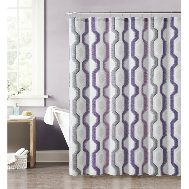 Purple Gray Pink And Taupe Fabric Shower Curtain With Printed Vertical Geometric Design 72 X 72 Walmart Com Walmart Com