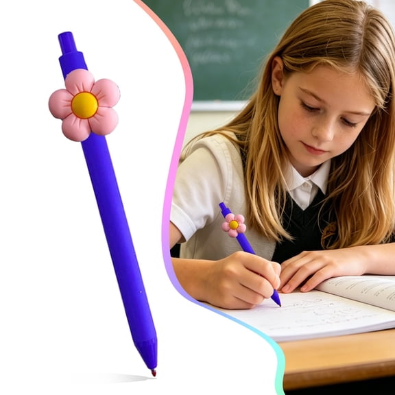 Cute Flower Shaped Gel Pen - Kawaii Floral Design Writing Pen - Smooth Gel Ink Ballpoint Pen - Design C
