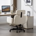 thumbnail image 7 of Peispie Criss Cross Office Chair with Adjustable Arms, Sherpa Cross Legged Desk Chair with Headrest, Wide Seat High Back Swivel Computer Office Chair for Home Office, Beige, 7 of 7