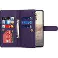 thumbnail image 5 of for Google Pixel 6 Phone Case Wallet for Women Men with Crossbody Strap Lanyard,Google Pixel 6 Wallet Case with Card Holer,Zipper Pocket PU Leather Phone Case for Pixel 6, 6.4 Inch, Purple, 5 of 18