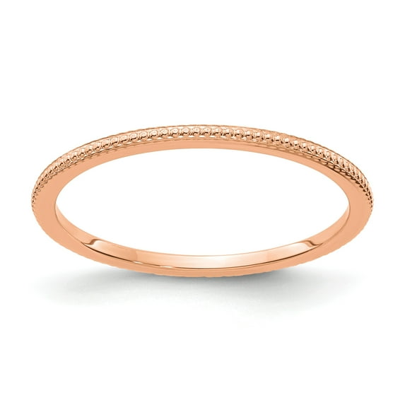10K Rose Gold 1.2mm Bead Stackable Band - Size 6
