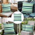 thumbnail image 4 of Throw Pillow Covers, Green Ombre Grey Striped 24x24 Pillow Covers for Couch/Sofa/Bed, Farmhouse Stripe Modern Decorative Square Linen Cushion Pillowcase for Home Decor, 4 of 9
