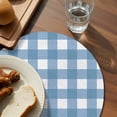 thumbnail image 3 of Blue White Plaid Round Placemats Set of 2 for Dinning Tables,Heat-proof Braided Table Mats 13 Inch,Gradient Geometric Buffalo Checkered Washable Place Mat for Kitchen Restaurant Party Table Decor, 3 of 9