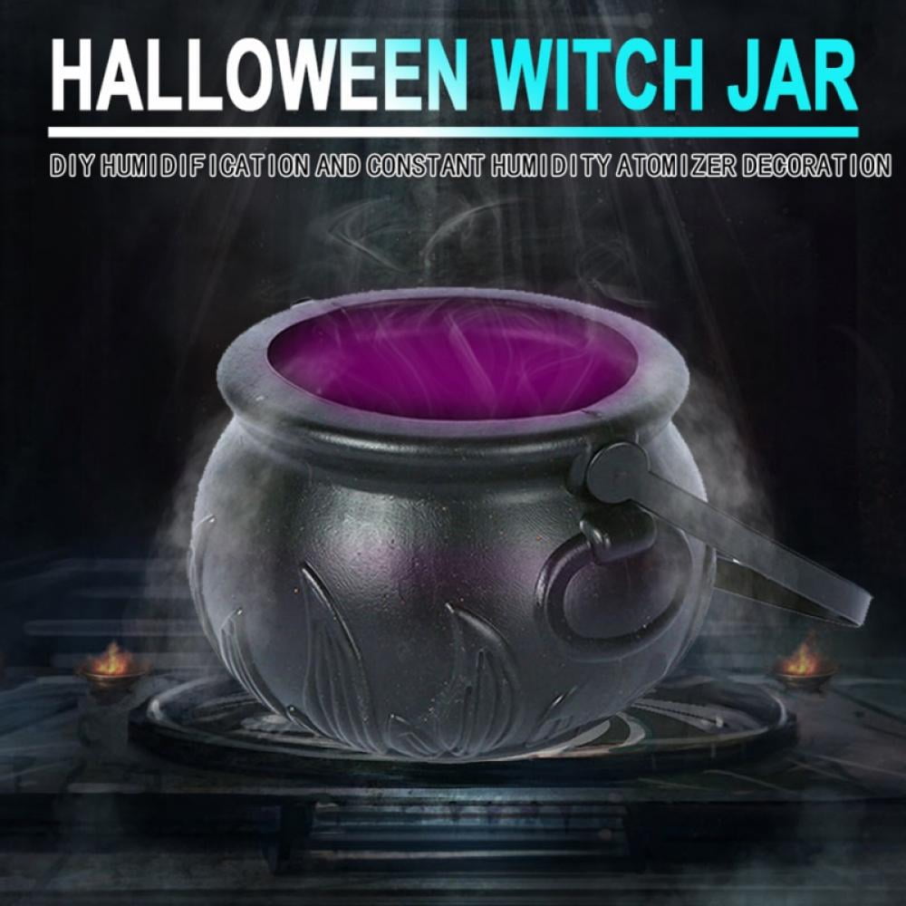 Halloween Mist Maker Fogger,Witch Cauldron Fog Maker Water Fountain Pond Fog Machine with Color Changing LED Light, Halloween Party Gift Decoration (Plastics)