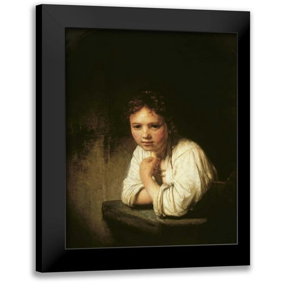 Van Rijn, Rembrandt 12x14 Black Modern Framed Museum Art Print Titled - Girl at Window