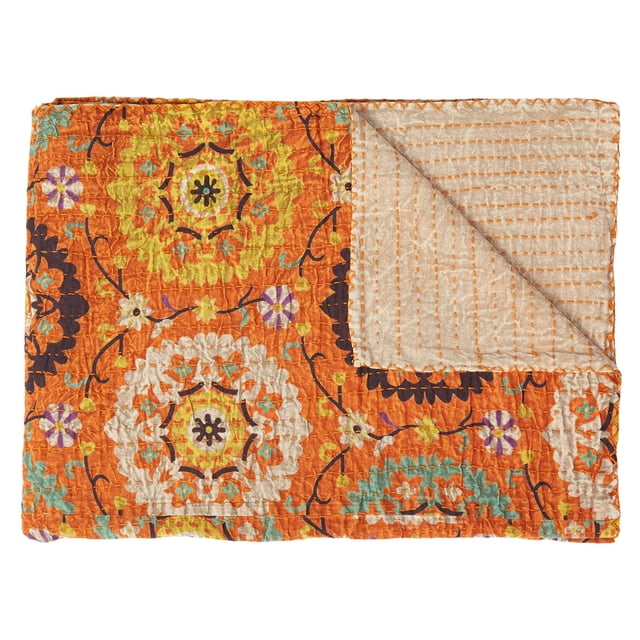 Taj Hotel Jeté en Coton Kantha / 50"x70 Pouces / A
